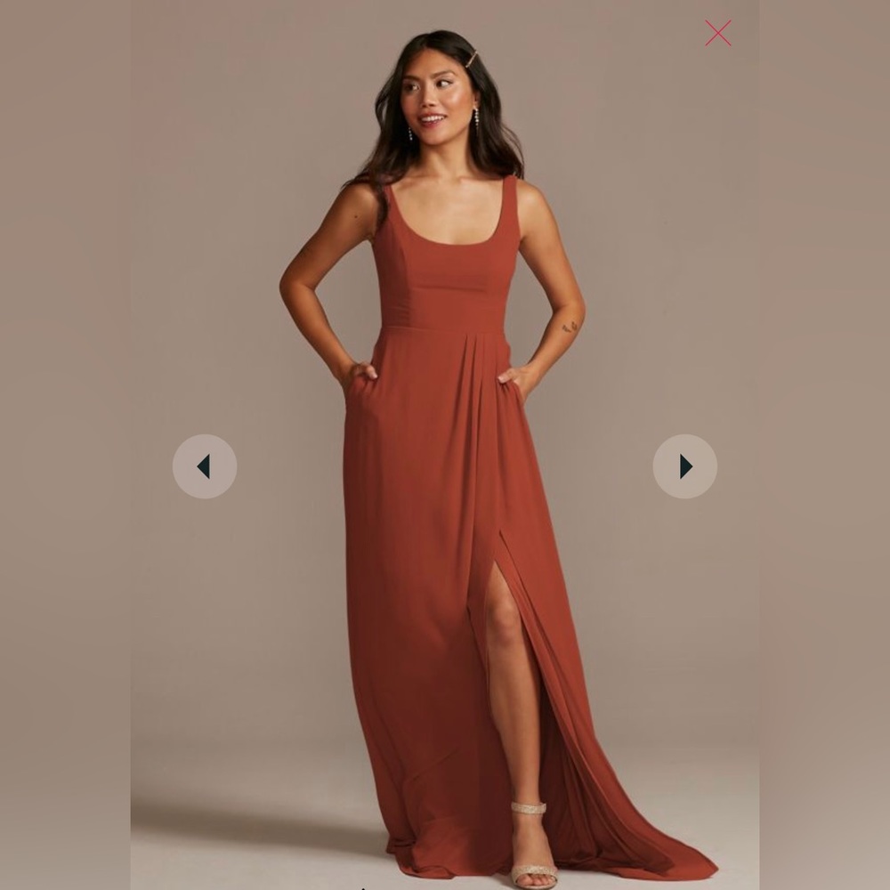 David’s bridal Chiffon Tank Scoop Neck Bridesmaid Dress NWT